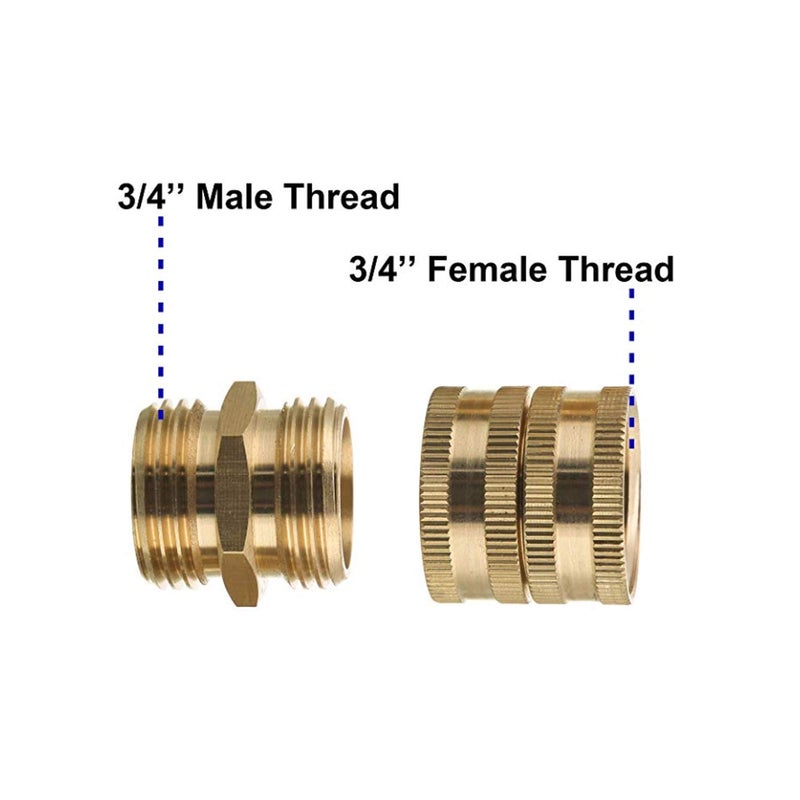 Hourleey Garden Hose Adapter, 3/4 Inch Solid Brass Hose Connectors Adapters Male to Male, Female to Female, 4 Pack - Image 4
